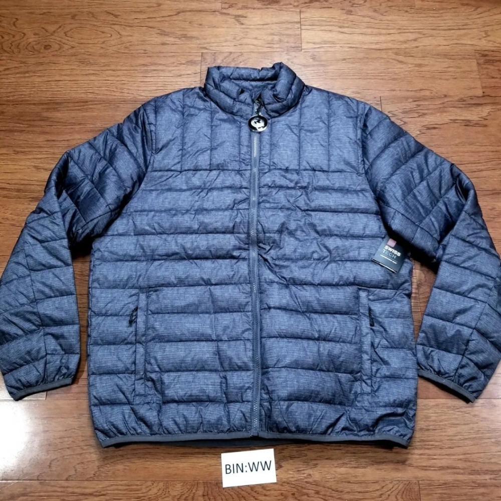 Swiss Tech Performance Gear Men's Puffer Jacket Size Large (42-44) Gray :WW